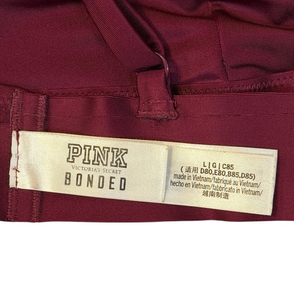 Victoria's Secret PINK Bonded Scalloped plunge Bralette Burgundy Size L #2013 - Picture 7 of 8